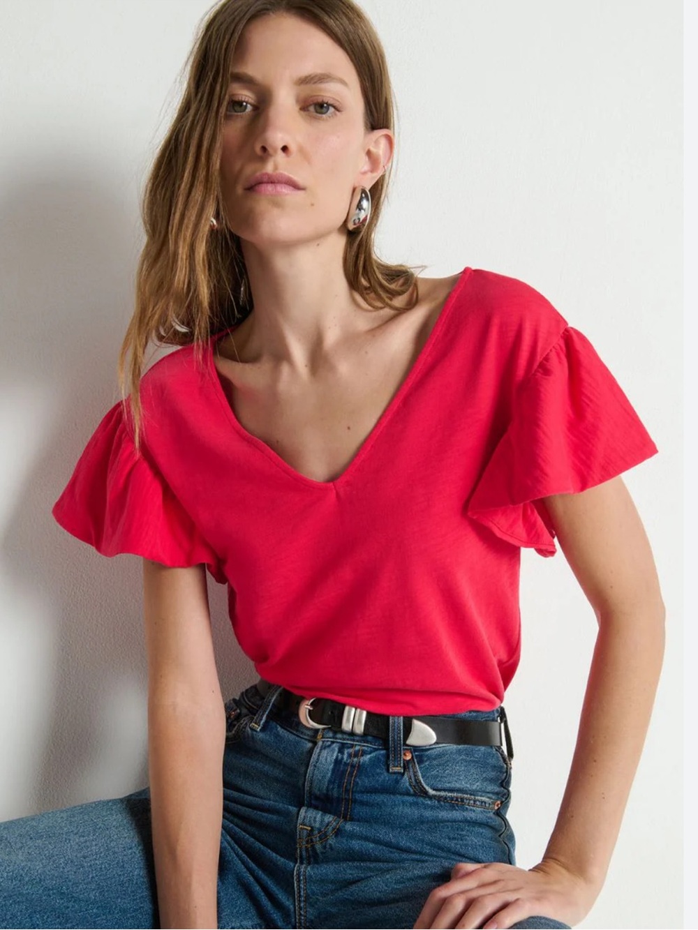 Nation Los Angeles Flutter Sleeve Top